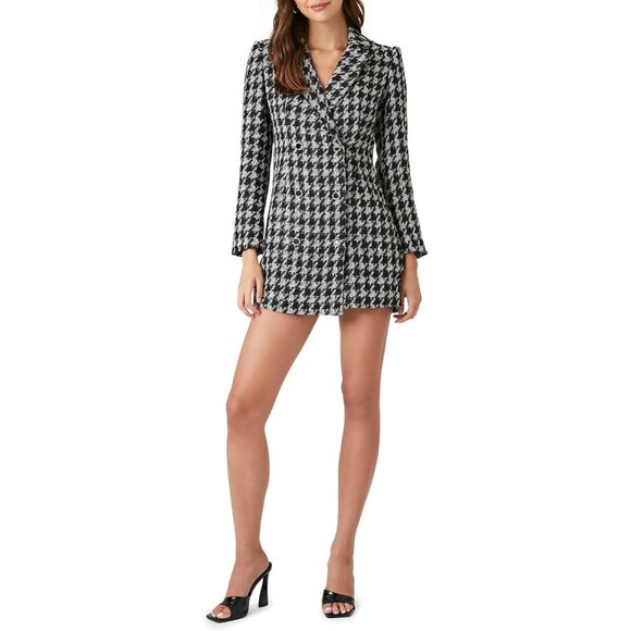 Women's Tweed Mini Dress Houndstooth Pattern Size Small Elegant Style - Picture 4 of 5
